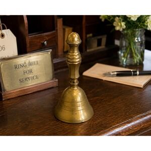 Vintage Solid Brass Hand Bell Made in India Decorative Service Reception Desk